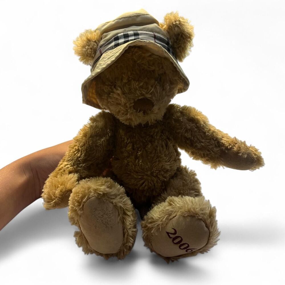Burberry 2006 Brown Teddy Bear with Nova Check Plaid Hat Collectible Plush